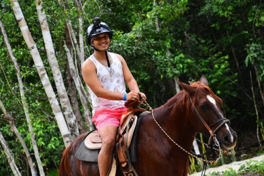 Horseback Riding, ATV (shared), Cenote & Zipline Combo 4X1 from Playa del Carmen