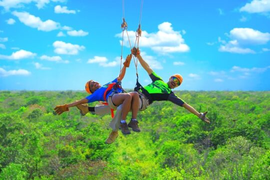 Discover an amazing world:Cenote exploration and jungle soaring. Buffet included