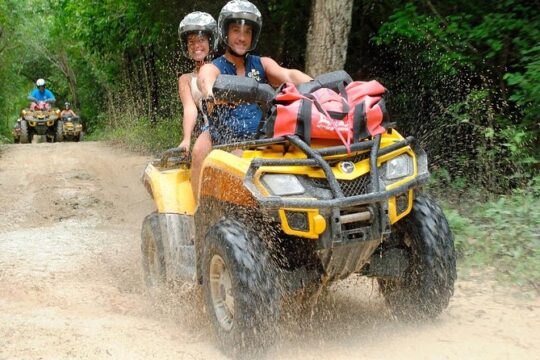 ATV Adventure through the Mayan Jungle. A Cenote, Zip lines