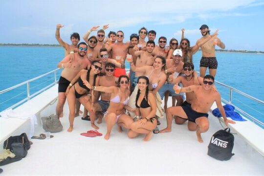 Isla Mujeres party on board! Catamaran, Snorkel & Downtown