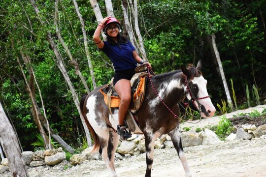 4 activities in 1 Horse Riding, ATV Shared, Cenote & Ziplines from Cancún