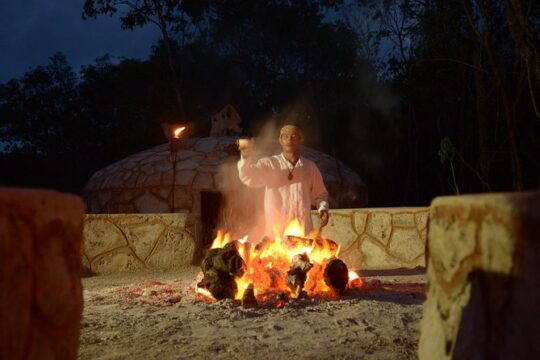 Maya Temazcal Night Ceremony from Cancun with Cenote Swim and Dinner