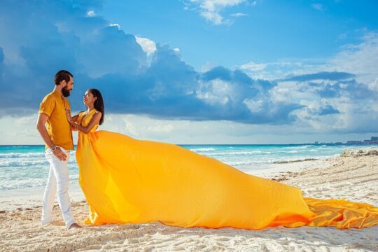 Flying dress photoshoot in Cancun